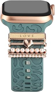 اكسسوارات زينة حلقية الشكل متوافقة مع أساور ساعة آبل سيليكون 49/45/44/42/41/40/38 ملم واي ووتش سلسلة 9/8/7/SE/6/5/4/3/2/1، دلايات معدنية لامعة سوار الساعة (بدون سوار)