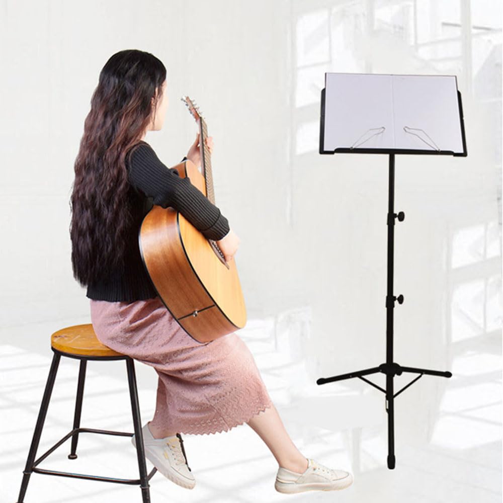 Schwarz Notenständer Klappbar Stabil Höhenverstellbar Notenpult Tisch Buchständer Gitarre Orchesterpult für Erwachsene und Kinder
