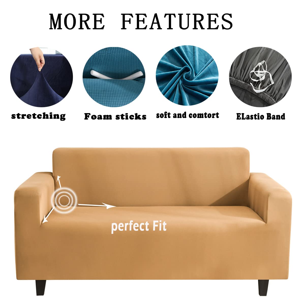 Sofabezug für 4 Sitze, Sektional-Couchbezüge, 1 Stück, L-förmige Sofabezüge, Möbelschutz, Stretch-Couchbezug, Cyan