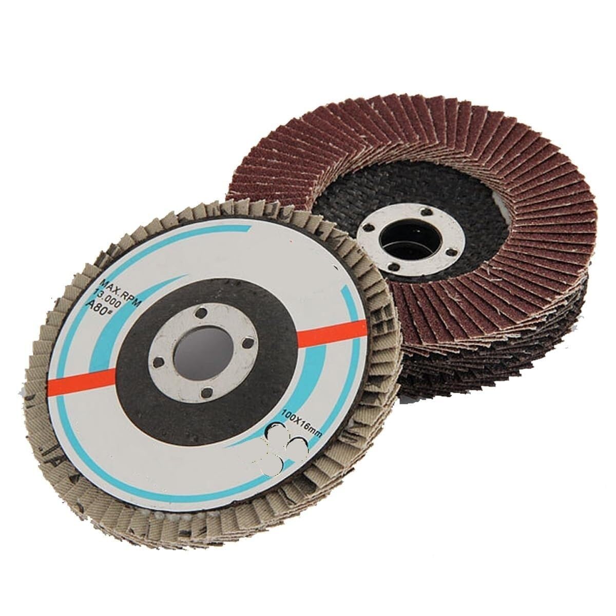 Juego de discos abrasivos de aleta for muela abrasiva de 4" - 10 discos de lijado de corindón marrón con 60/80/120/180/240/320(60grit)