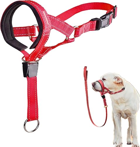 Collar de cabeza sin tirones para perros, con acolchado suave, correas para perros medianos y grandes, arnés bucal para perro, correa para el cuello