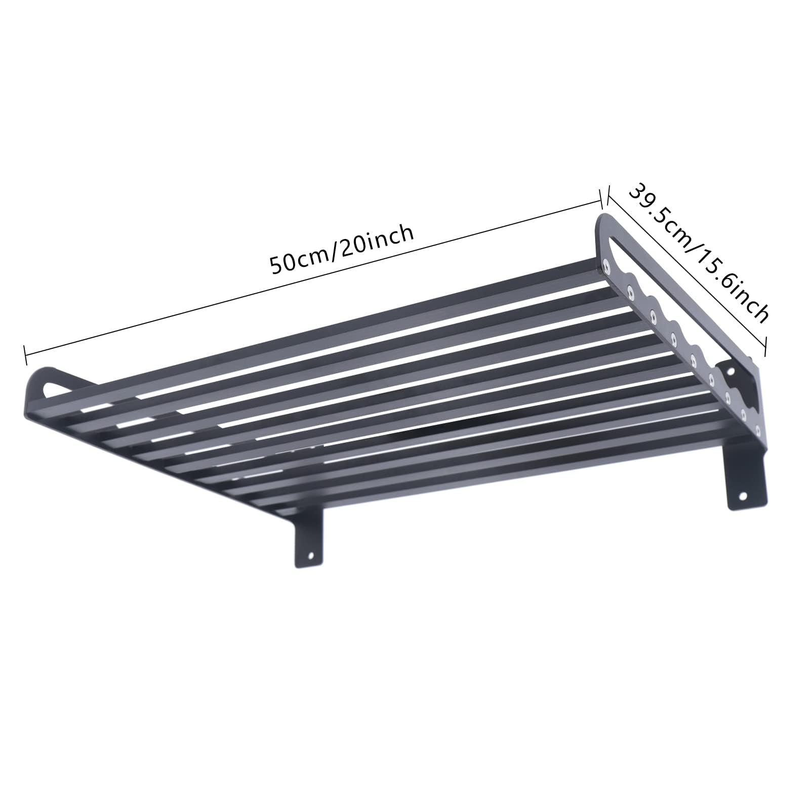 Supporto da parete per forno a microonde, in alluminio, nero, per microonde, da cucina, 50 x 39,5 cm, foratura