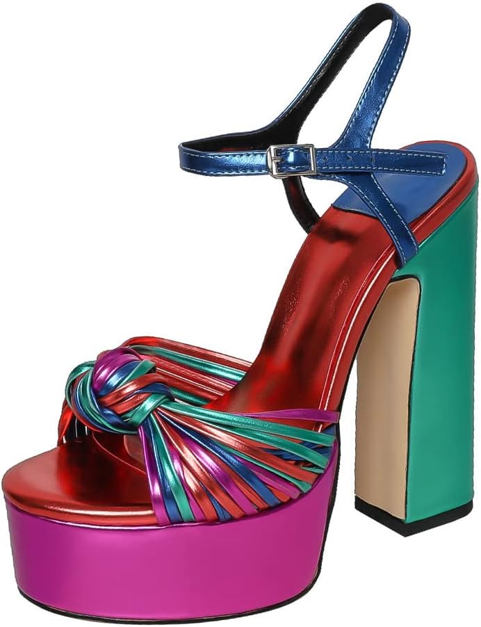 Ankle Strap Platform Heel for Women Open Toe Chunky Heel Platform Heel Wedding Party Shoes