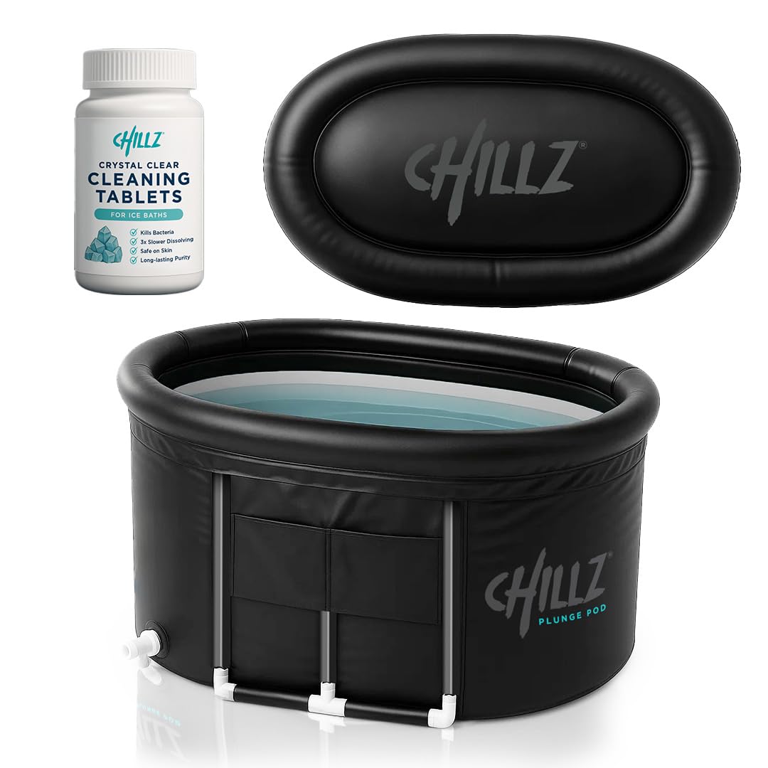 New CHILLZ® Plunge Pod ICE Bath XL. 480L Premium 5 Layered Ice Bath tub for Cold Water Therapy and Recovery with Our Trademark CHILLZ Cloud Lid and Ice Bath Chlorine Tablets. Cold Pod Chillz XL