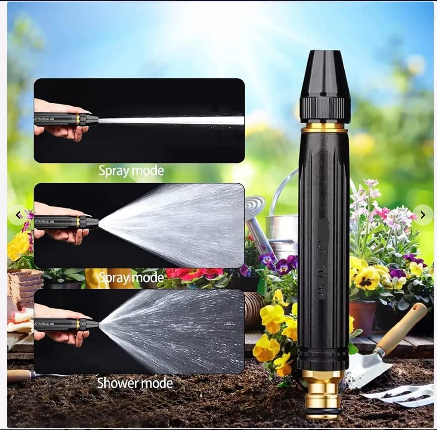 Image of Mashki Heavy Duty 3 Layered PVC Braided Garden Water Hose Pipe with Adjustable Black Jet Spray Nozzle | Water Pipe for Car Wash, Garden, Home Cleaning, Bike Wash, Floor Clean (5 Meter (16 Feet))