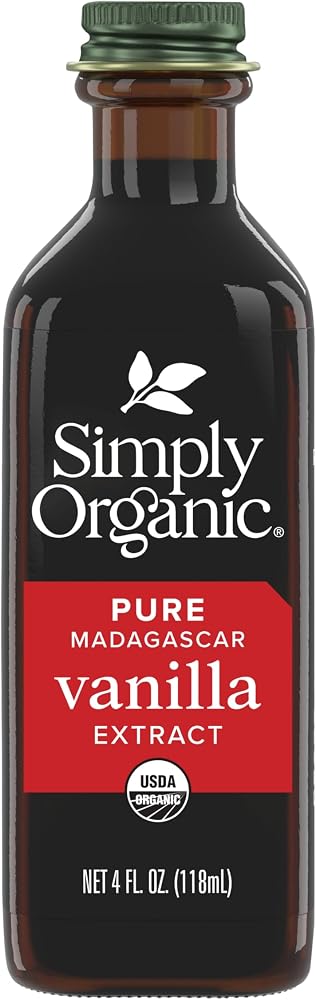 Simply Organic Pure Madagascar Vanilla Extract, 4-Ounce Glass Jar, Certified Organic, Gluten-Free, Sugar-Free Flavor For Smoothies