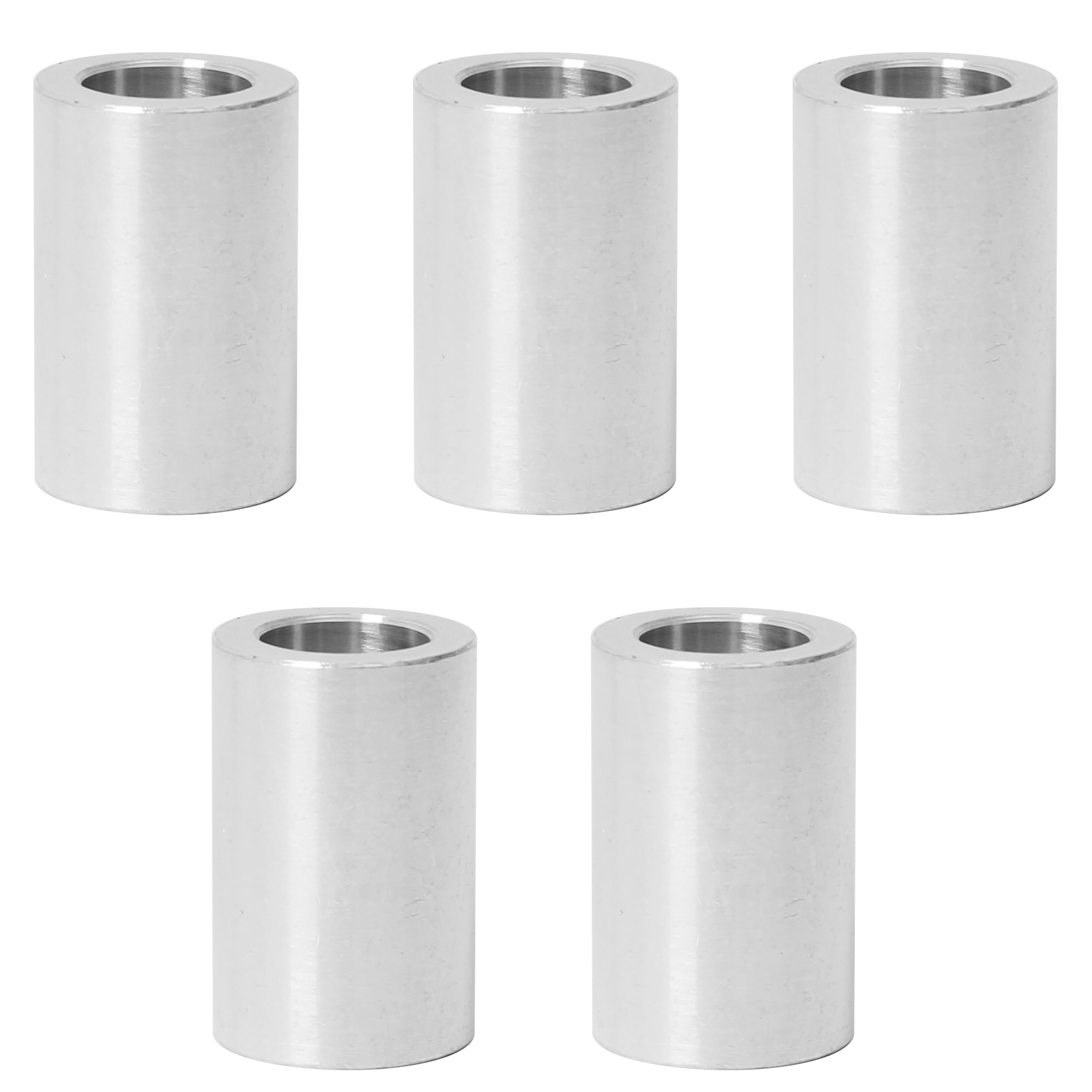 kaihuiyyyt 5Pcs M10 Aluminum Spacers, Metal Spacer Aluminum Round 10.2mm ID x 16mm OD x 25mm L Thickness Screw Standoff for M10 Screw Bolts Silver