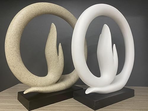 Miniatura 6 de Estatuas abstractas de manos de Buda, piedra arenisca meditando manos gestos escultura para yoga, zen, decoración del hogar (blanco)