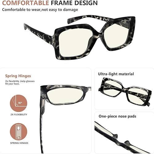 Miniatura 3 de Eyekepper Lentes de filtro de luz azul para mujer, diseño de lectura, lentes de bloqueo de rayos azules, GrisTortuga