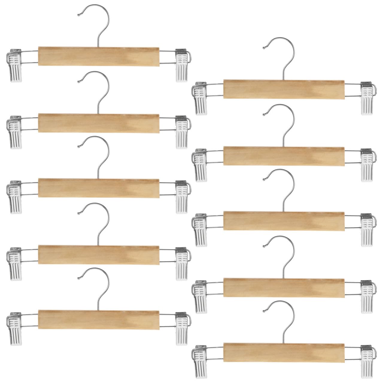 Hosenbügel aus Holz mit Clips, 10 Stück, für Röcke, Leggings und Socken, platzsparende Aufbewahrungslösung für Schrank und Schlafzimmer