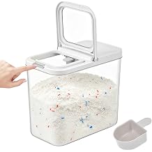 12L Laundry Detergent Dispenser with One-Press Lid & Measuring Spoon Tall Slim Laundry Powder Container for Laundry Room Organization Large Airtight Dishwasher Pod Holder for Storage Pod Bead Powder