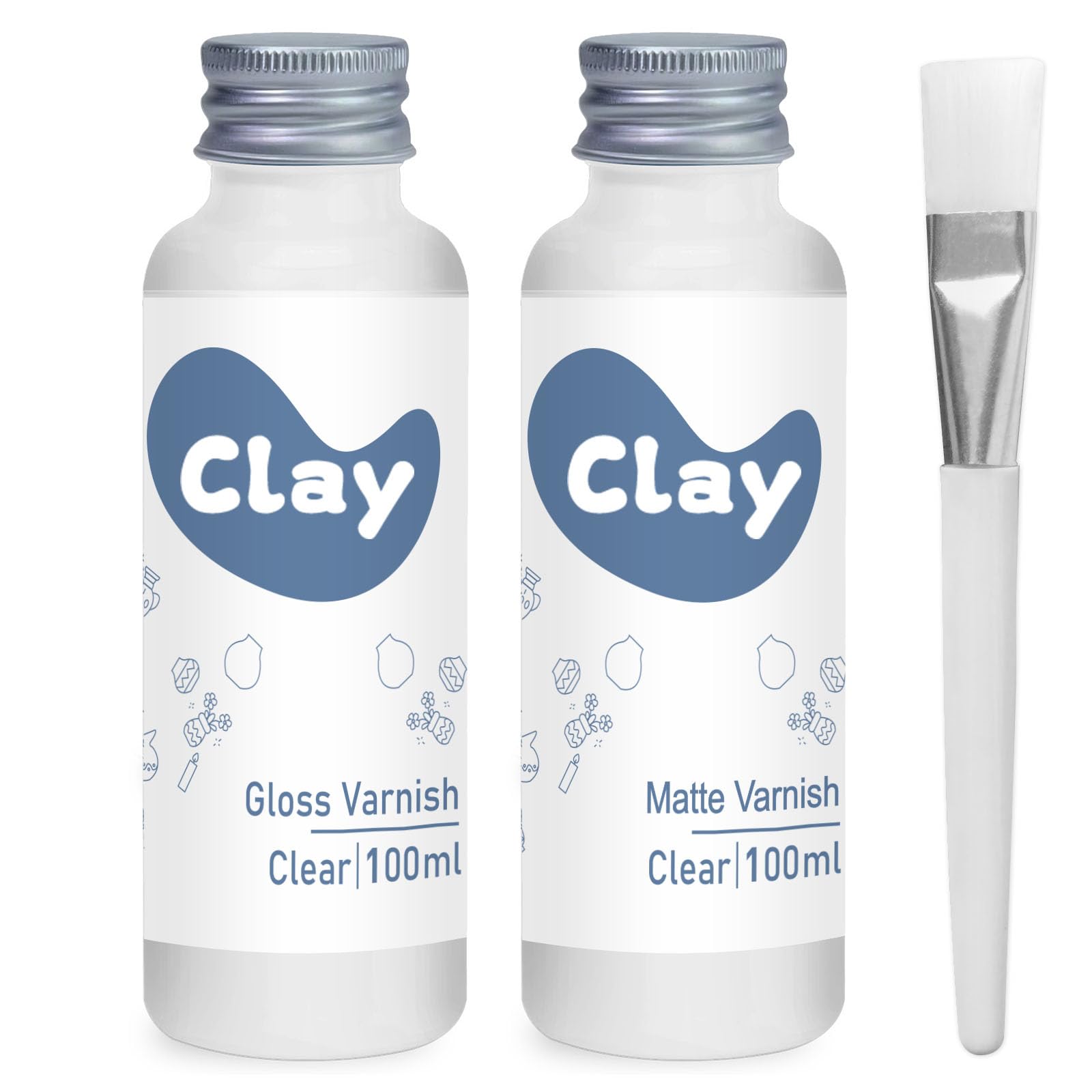 Air Dry Clay Glaze Kit, 2 x 100ml Gloss Matte Clay Varnish for Air Drying Clay, Air Dry Clay Varnish for Craft Pottery Water Proof, Gloss Finish, Scratch Resistant