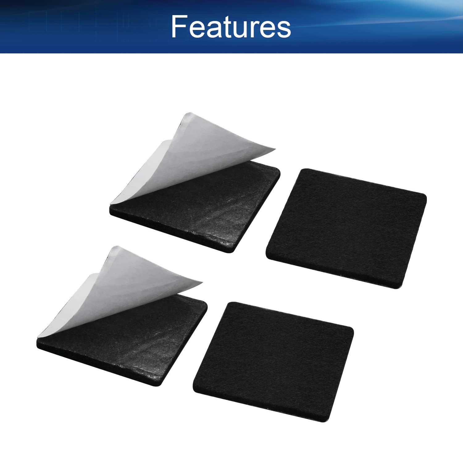 Lot de 12 patins carrés en feutre adhésifs de 5 x 5 cm d'épaisseur pour armoire, chaise, canapé, pieds, protection du sol, noir