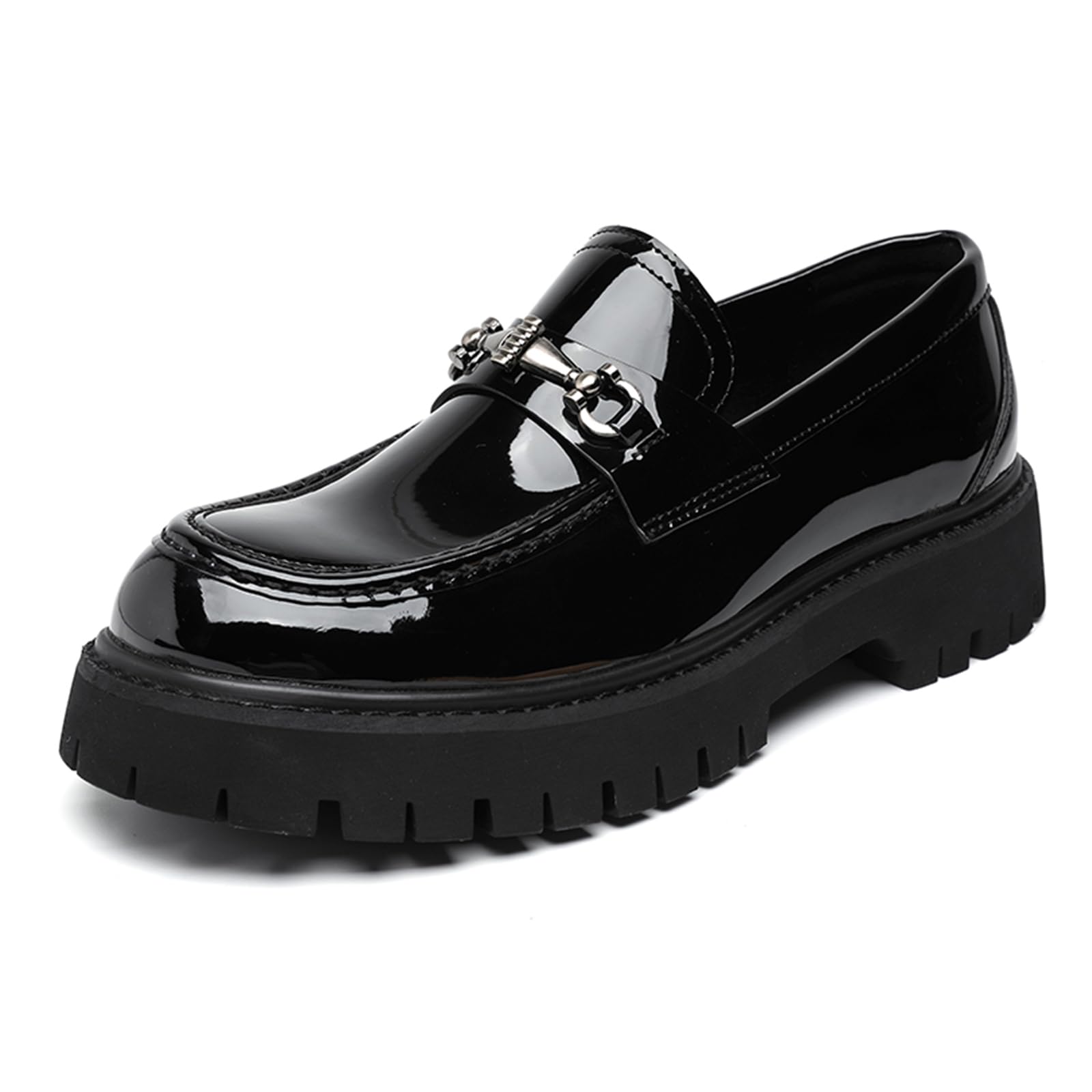 Photo 1 of EGGDK Men's Patent Leather Platform Loafers