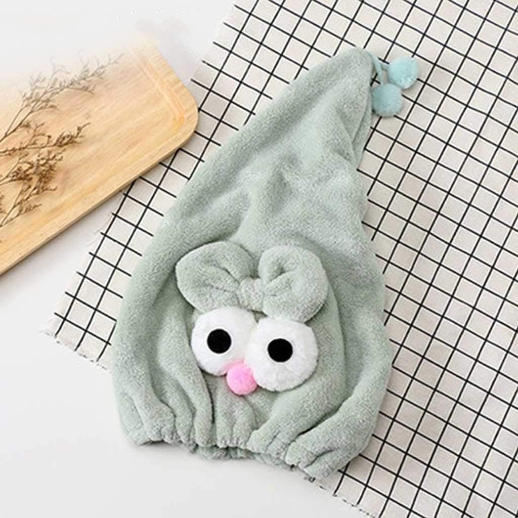 Shower Cap Cartoon Hair Turban Hygroscopicity and Breathability Microfiber Wrapped Towel Cap Dry Hat(Pink Mouth)