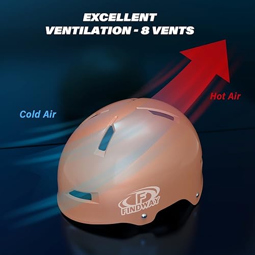 Miniatura 4 de Findway Casco de bicicleta de monopatín, casco de bicicleta para niños, jóvenes y adultos, adecuado para viajeros, patinaje, scooter, longboard y