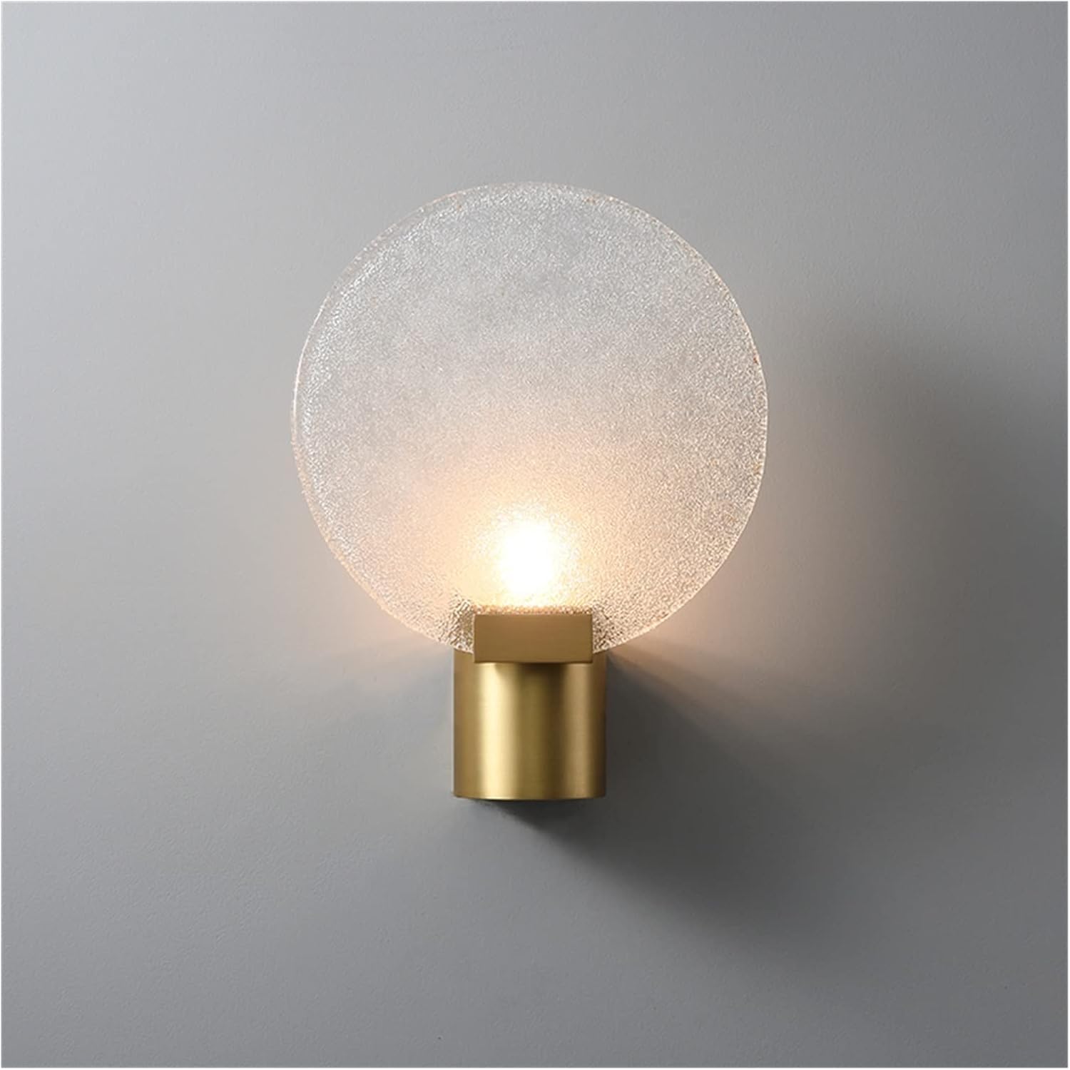 OLSKFUH Wall Lamp, Copper Gold Wall Lamp Round Glass Sconce Light - Compatible With Living Room Background Wall Corridor Aisle Bedroom Lamp,