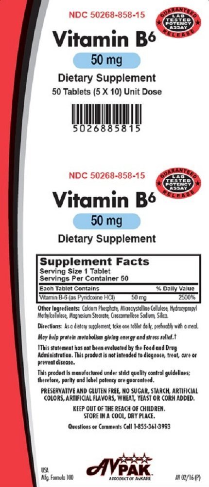Vitamin B6 Tablets, 50mg, 50 Count