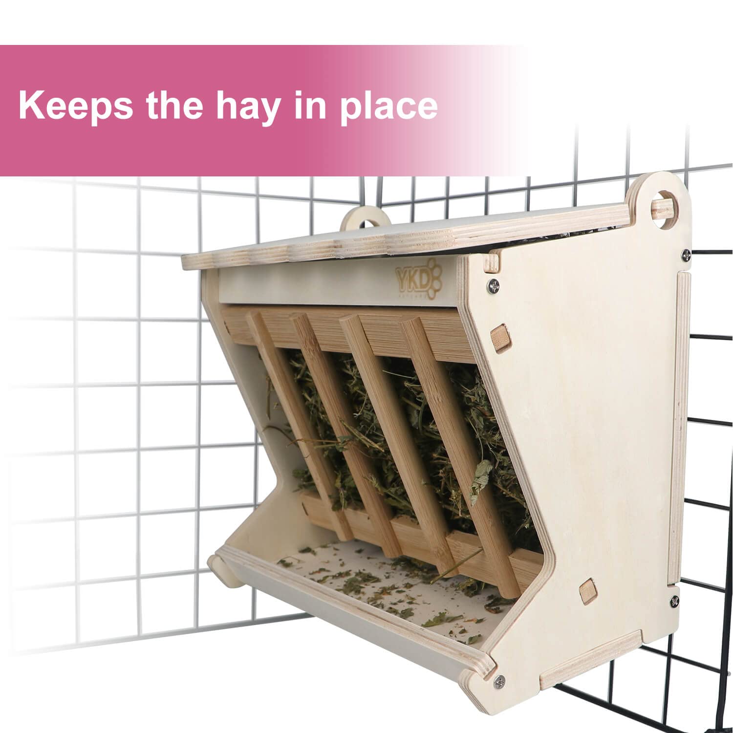 Pet Wooden Hay Feeder for Rabbits, Guinea Pigs, and Chinchillas - Alfalfa Timothy Dispenser, Less Wasted Small Animals Manger (Hanging Large) - image 3