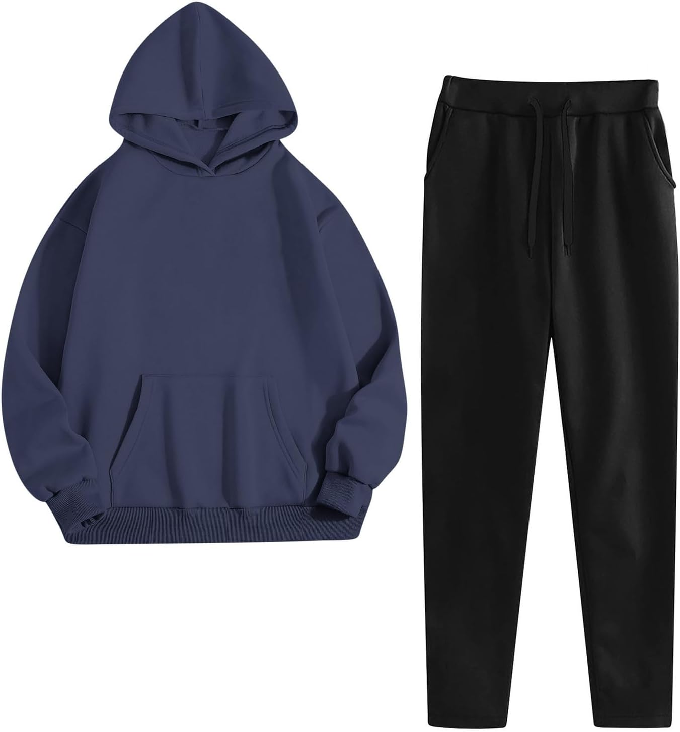 Womens Lounge Sets Long Sleeved Hoodie Casual Sweatpants with Pockets 2 Piece Outfits 2026 Spring Comfort Clothes