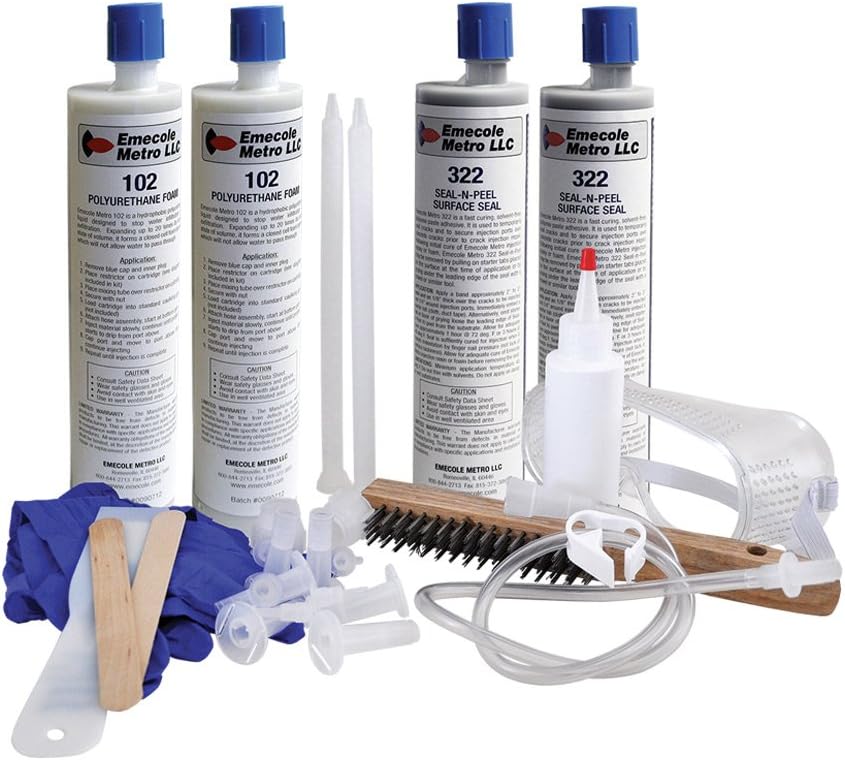 DIY Leaky Basement Wall Crack Repair Kit (10 ft.) with Removable Surface Seal-n-Peel for Homeowners - Repair Poured Concrete Foundation Wall Cracks, the Waterproofing Contractor’s Preferred Solution