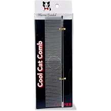 Warren London Cool Cat Greyhound Style Comb 7.5" Professional Copper Cat Grooming Comb with Fine & Coarse Teeth, Rounded Pins for Detangling/Sensitive Skin, Deshedding & Dematting