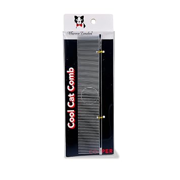 Warren London Cool Cat Greyhound Style Comb 7.5" Professional Copper Cat Grooming Comb with Fine & Coarse Teeth, Rounded Pins for Detangling/Sensitive Skin, Deshedding & Dematting