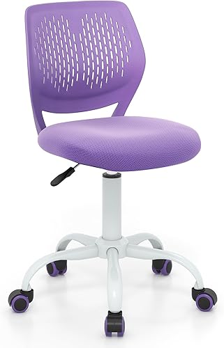 Miniatura 9 de Giantex Silla de escritorio para niños, silla ajustable para estudiar, silla de malla giratoria sin brazos para tareas estudiantiles, silla de