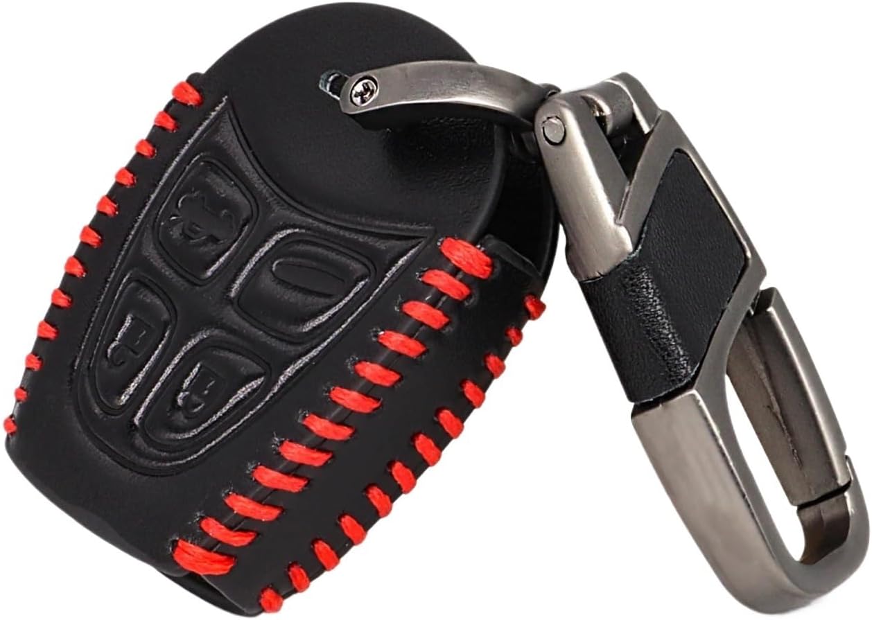 4 Buttons Leather Car Key Case Car Styling Key Fob Shell Cover Fit for Saab 9-3 93 2003-2009 with Keychain Car Key Bag