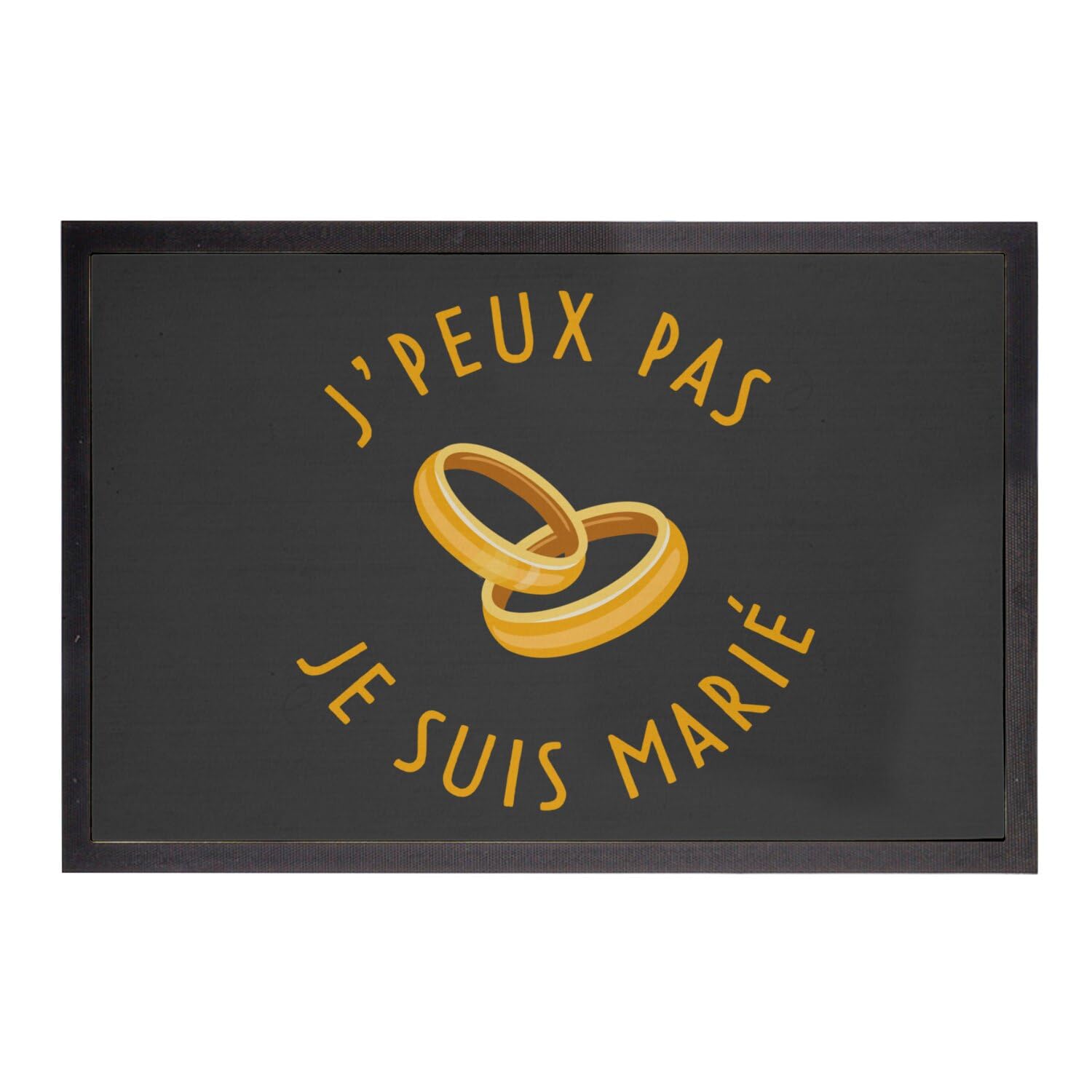 Paillasson noir 60x40cm tapis anti-saleté humour mariage pour entrée