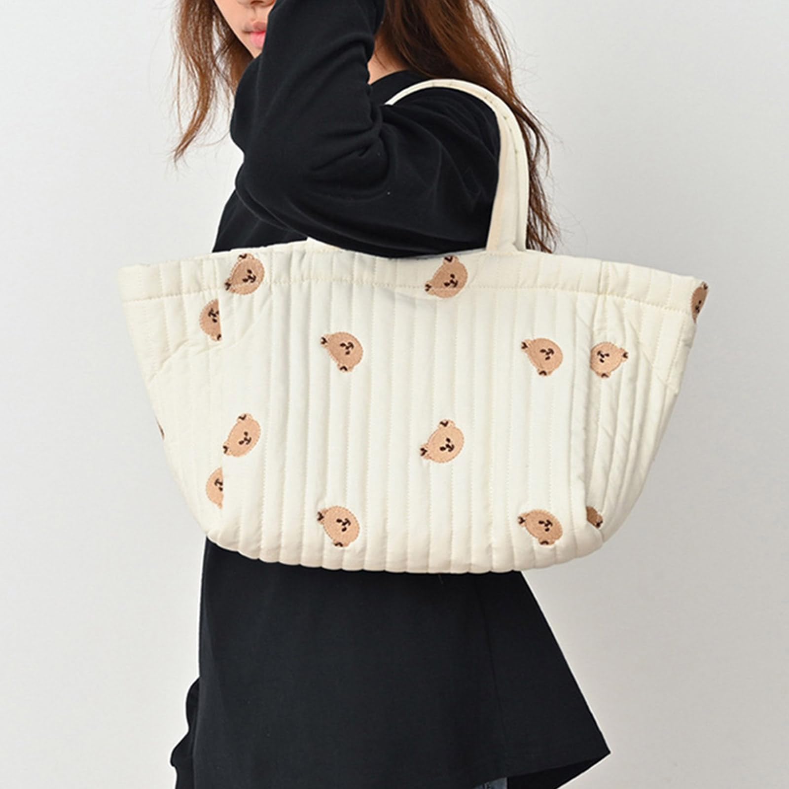 Borsa da viaggio per pannolini con motivo ricamato, grande capacità, per carrozzina, passeggino, borsa da appendere alla mamma borsa morbida da viaggio