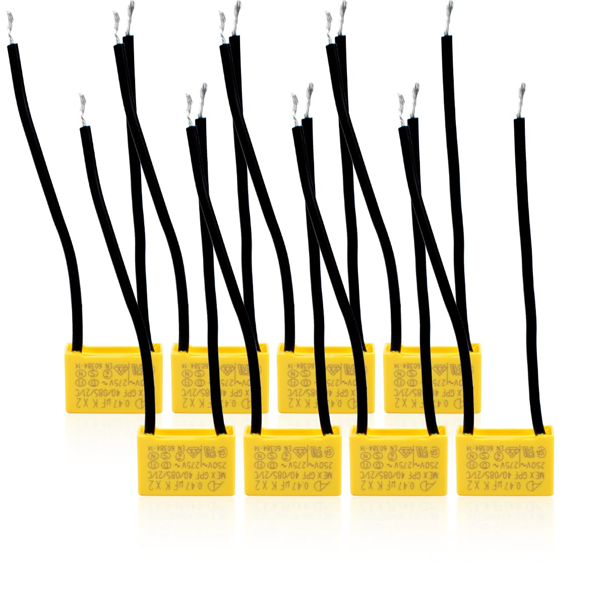 8 Pcs Safety Capacitors 275V 0.47uF X2 Suppression of differential mode interference capacitors 18 * 16 * 10mm, Pitch P 65/65mm