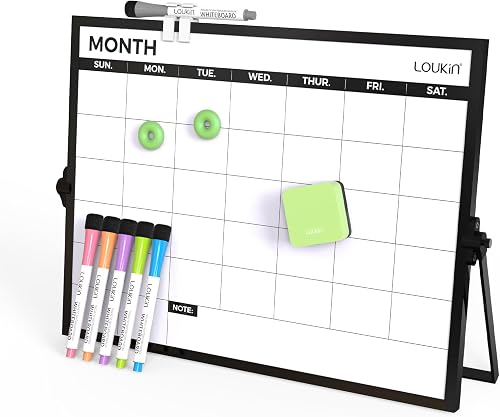 Loukin Whiteboard mit Ständer, trocken abwischbar, 39,9 x 30 cm, magnetisch, Whi