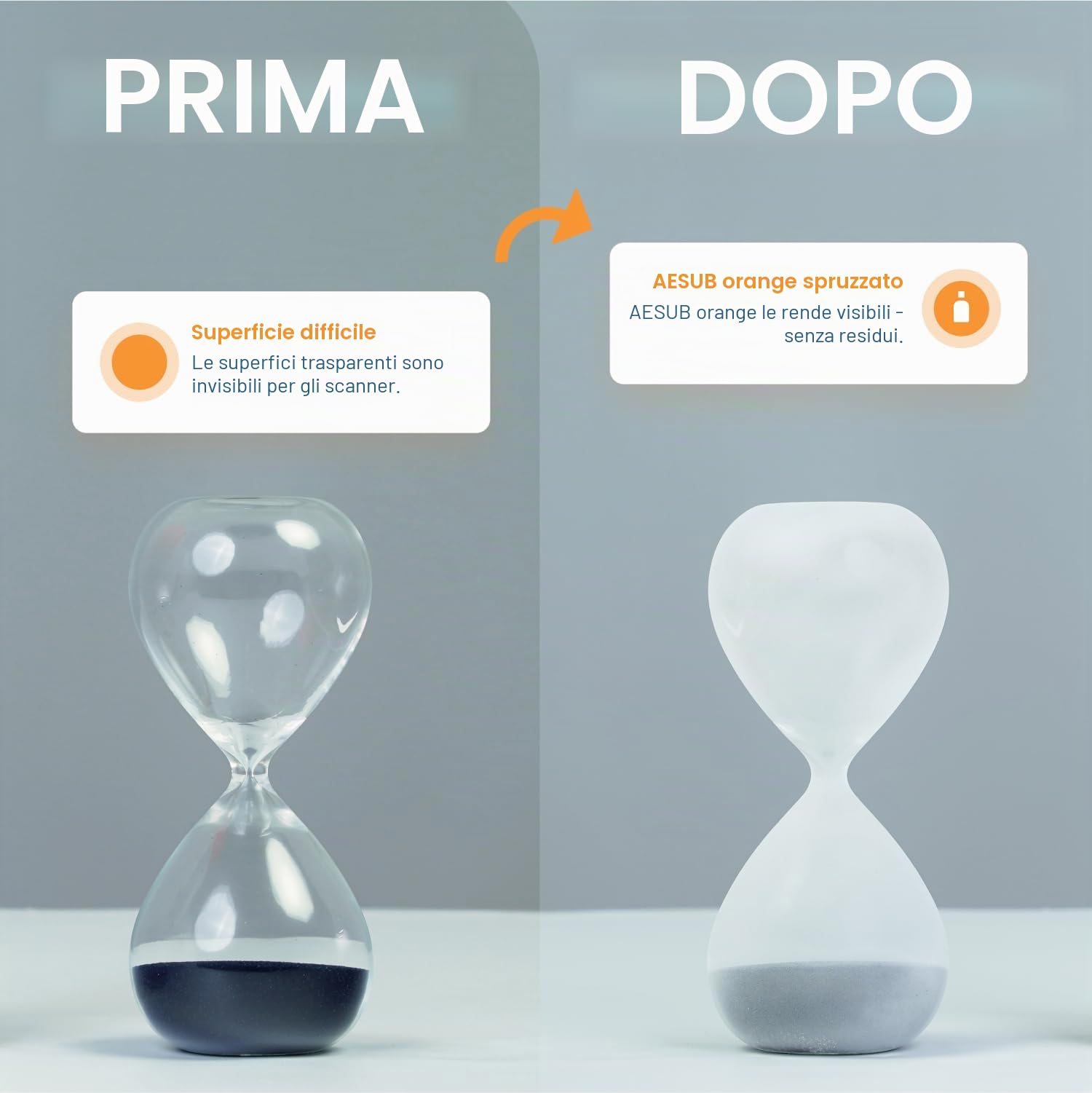 AESUB Spray per scansione 3D arancione – 400 ml di spray autovolatilizzante a lunga durata, privo di pigmenti e senza residui, per scansioni 3D precise in campagne di misurazione lunghe, prodotto in