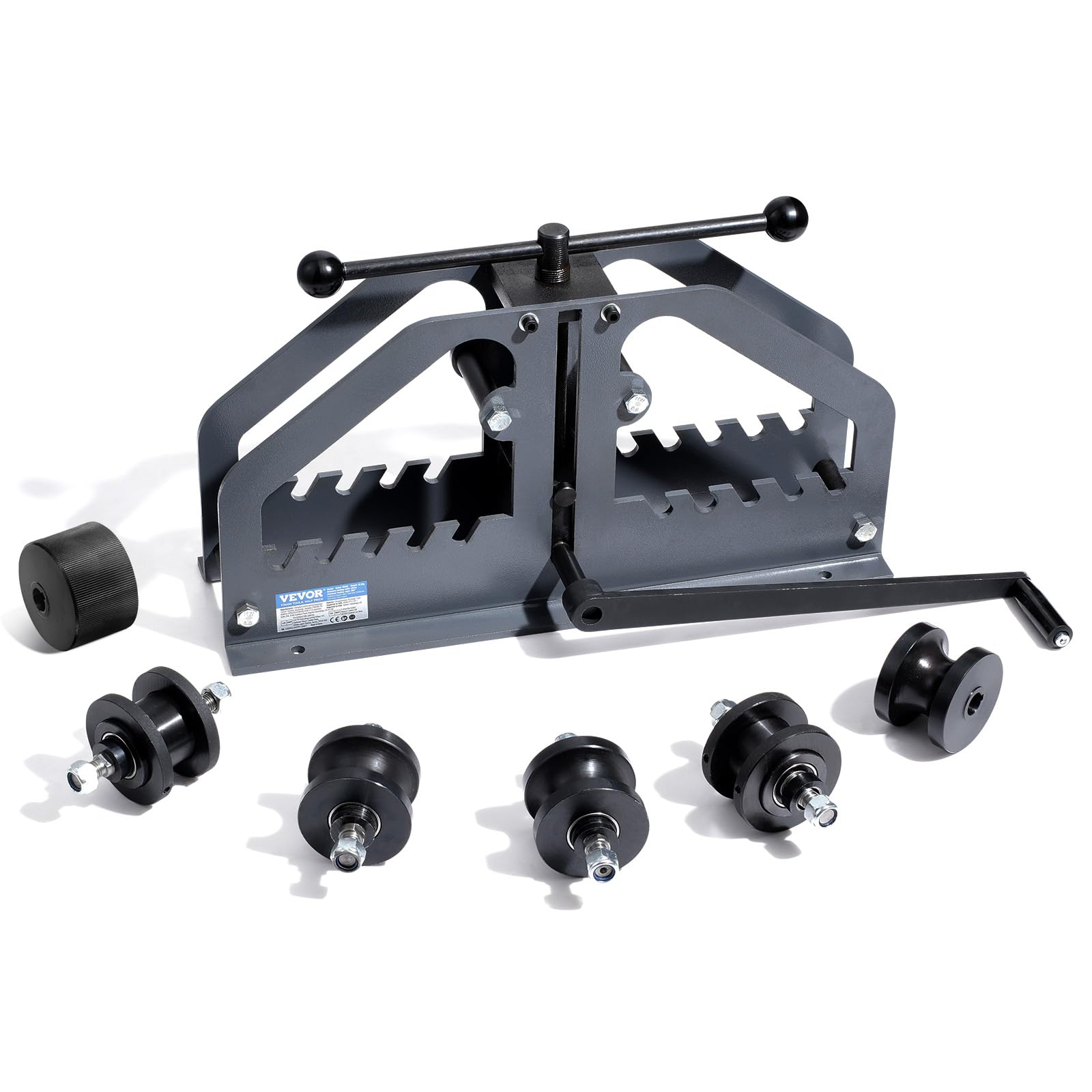 VEVOR Tube Roller Bender, Max 1-1/2" Manual Tube Pipe Roller Bender with 6 Dies, 360° Copper Aluminum Pipe Bending Tool for Square, Round Tube & Flat Bar, Ideal for HVAC Air Conditioning Auto Repair