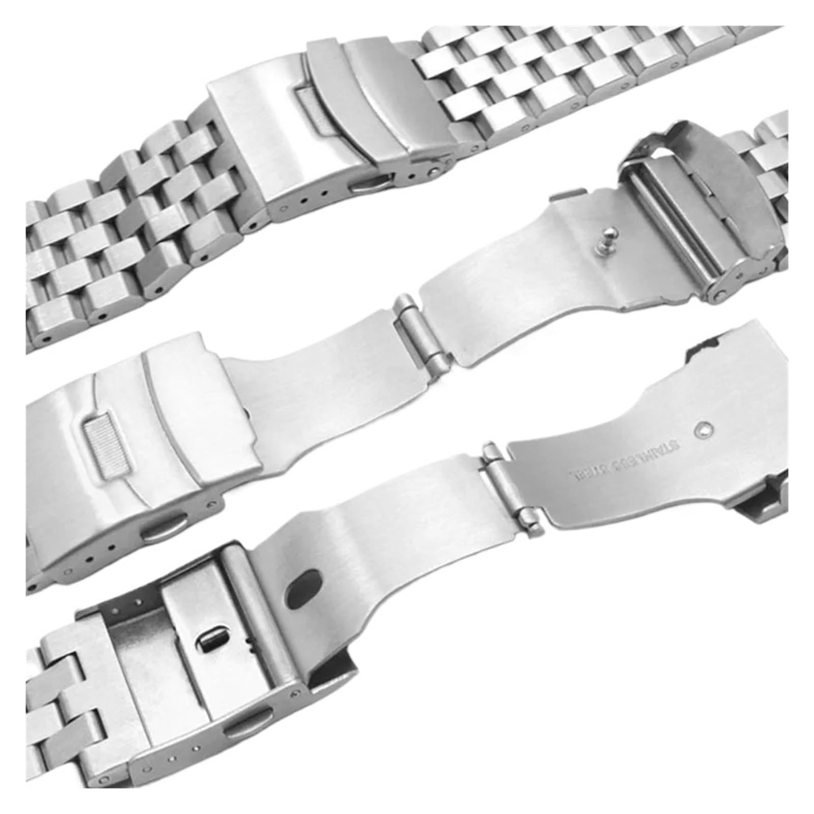 Genérico NASUNJIA Correa de acero inoxidable macizo de 20 mm, 22 mm y 24 mm for reloj inteligente, repuesto for hombre, correa de negocios, herramienta de metal.