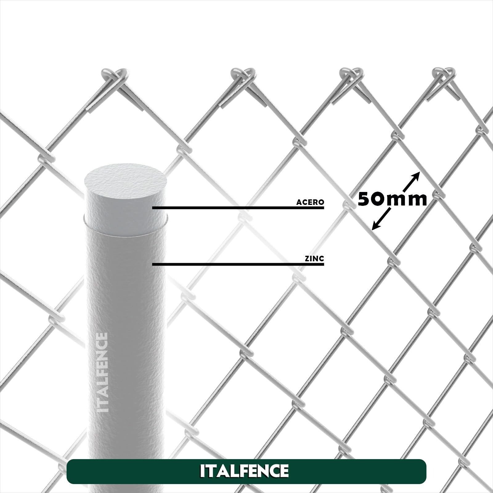 Malla metálica simple torsión, galvanizada, 25m [Ø2,00mm, 125cm]