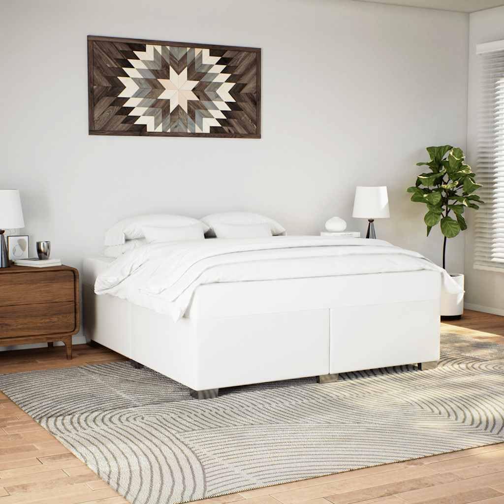 California King Bed Frame White Platform Sturdy Durable Slatted Foundation Modern Minimalist Bedroom Furniture Mattress Support Easy Assembly No Box Spring Needed