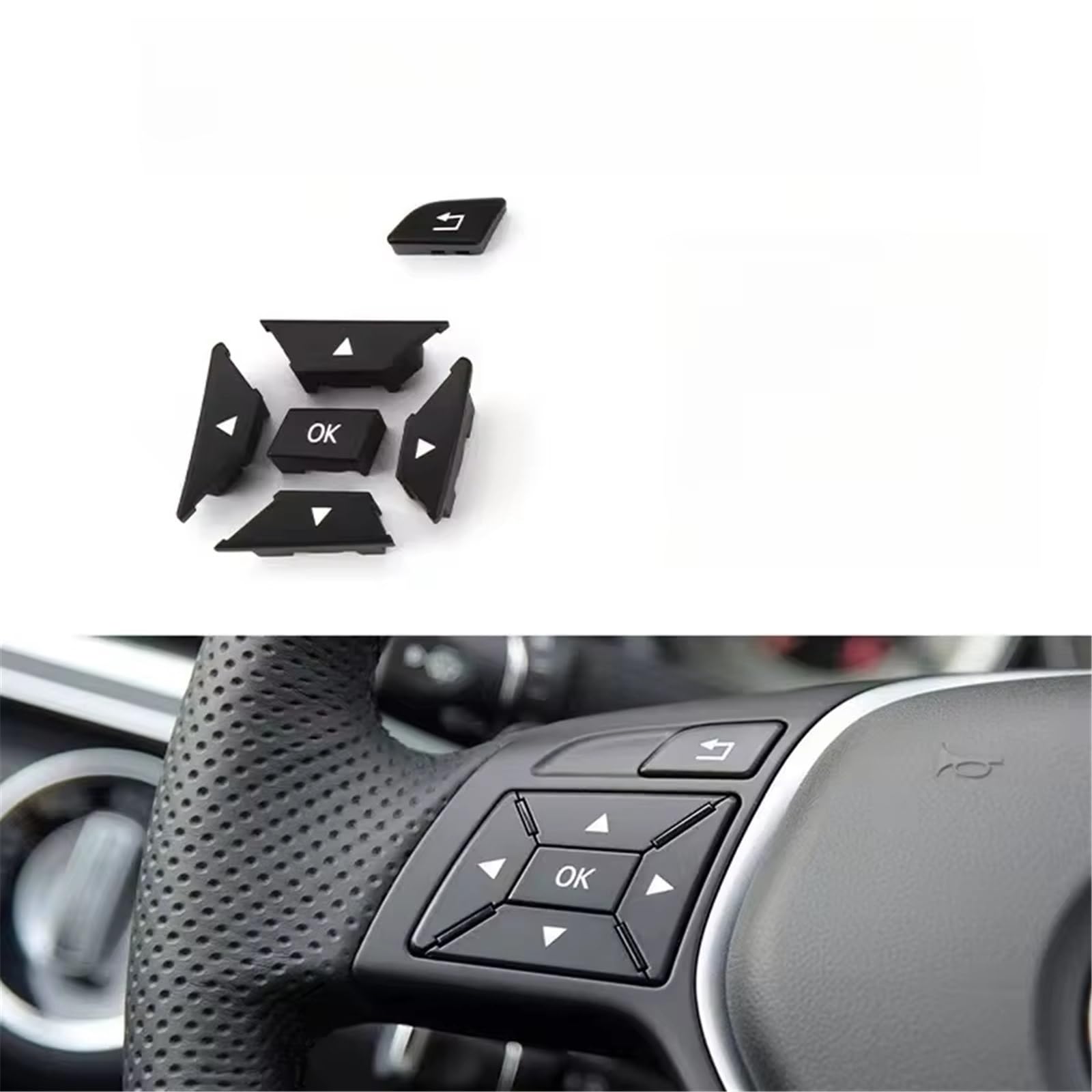Interruttore di Regolazione del Volante Compatibile con Mercedes Classe A W176 2013 2014 2015 2016 2017 2018, Pulsante di Controllo del Volante Auto 2185400162 2185400262 (Marrone Destro)