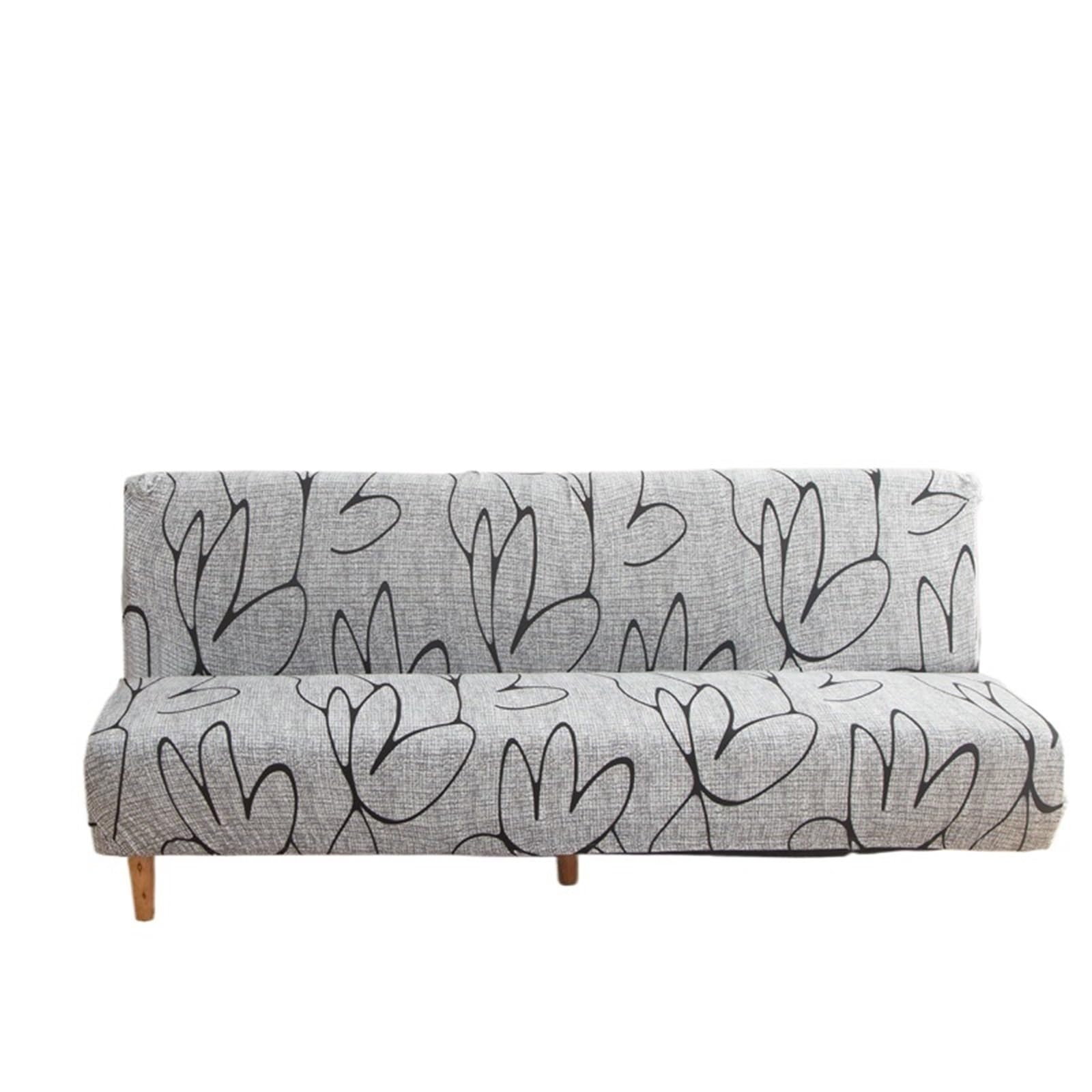 GCYEIDMA Armless Sofa Slipcover Armless Futon Slipcovers Stretch Folding Sofa Bed Cover with Elastic Bottom, Printed Fitted(T,L (190-210cm))