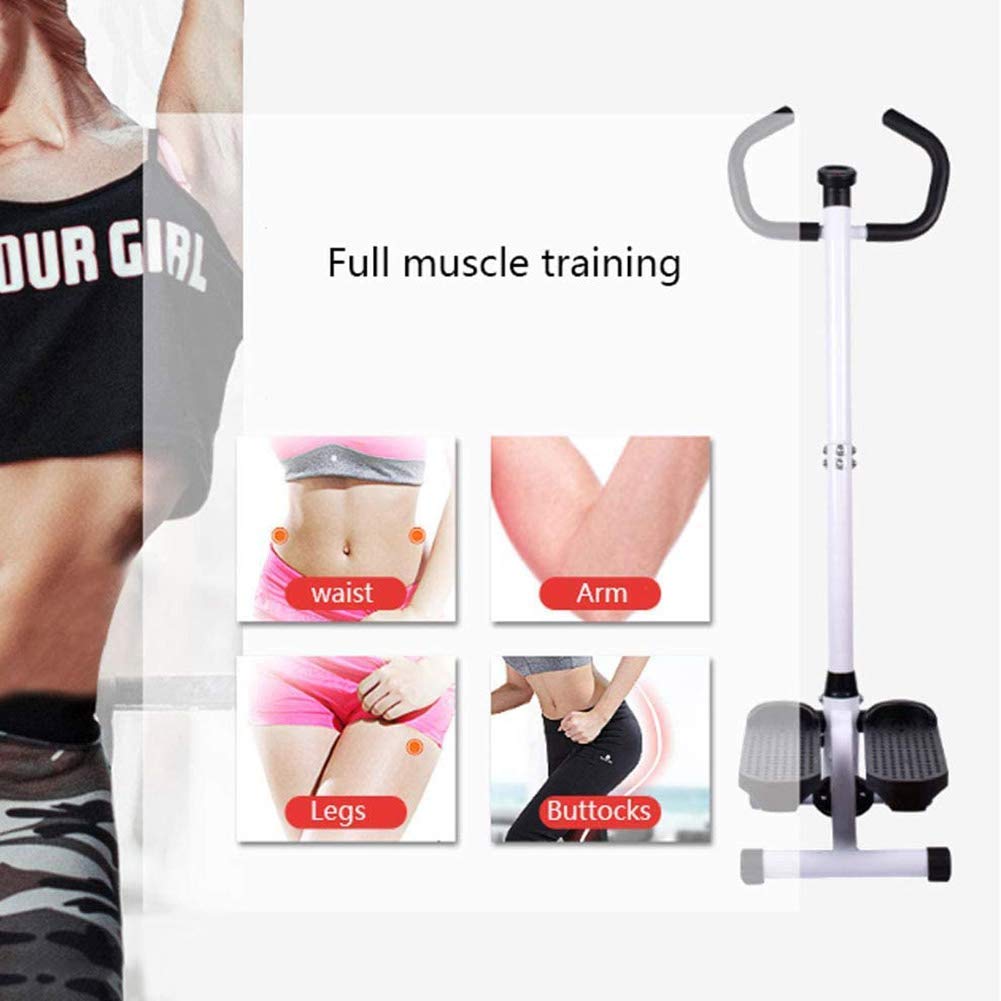 Stepper Fitness 4 in 1 per Allenamento Indoor, Mini Esercizio Cardio per Gambe con Fasce di Resistenza E Corrimano