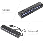 7-Port USB Hub with Independent Led Indicators Portable Multi USB Connector Splitter for Laptop 2.0 Expander for Keyboard Mouse Flash Drive Connectivity Lightweight and Travel Friendly