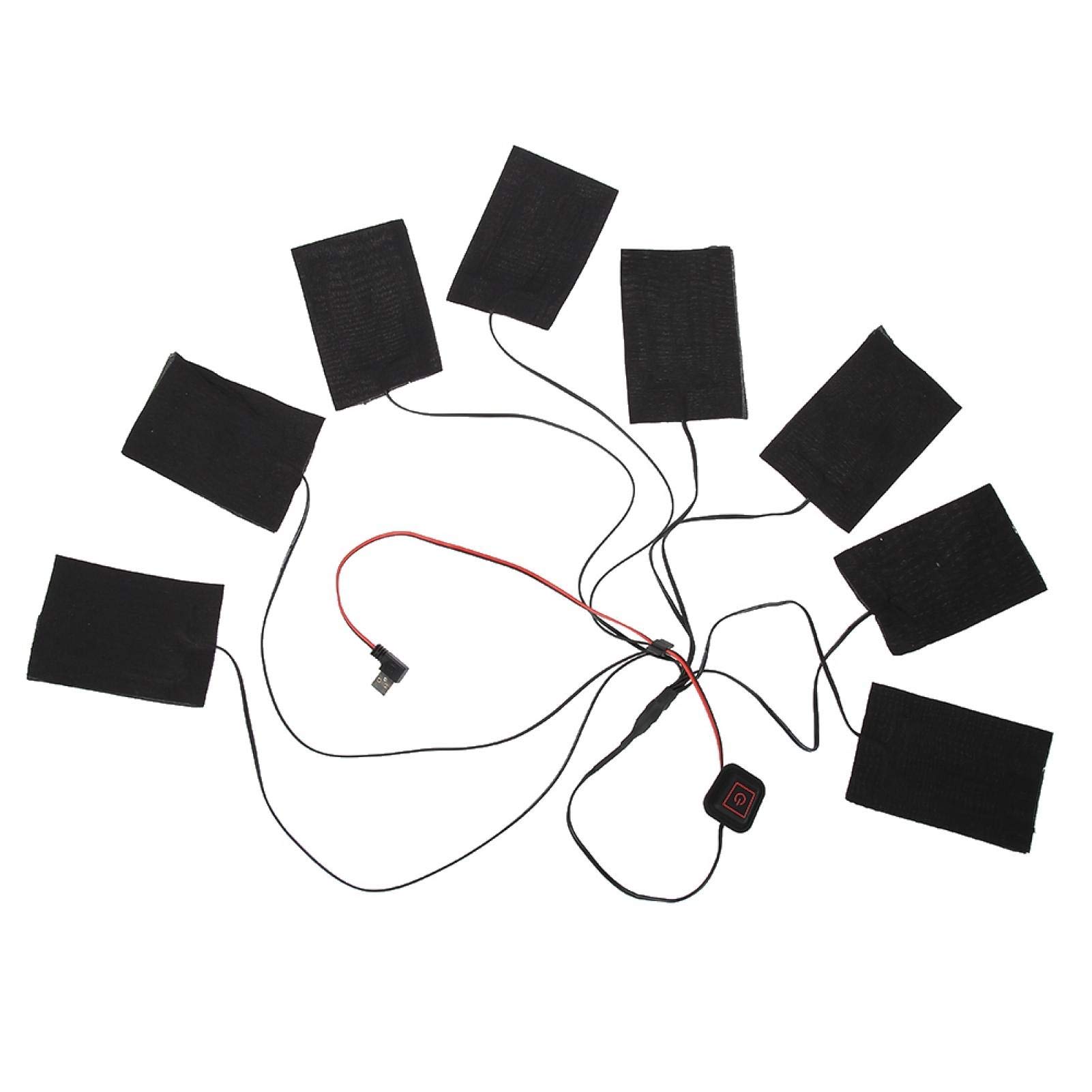 Heating Clothes, Clothing Electric Heating Pads, Winter Vest Electric Warm Clothing USB Heating Cloth, 8-in-1 Kit Metal Fiber Heating Pads for Winter Outdoor