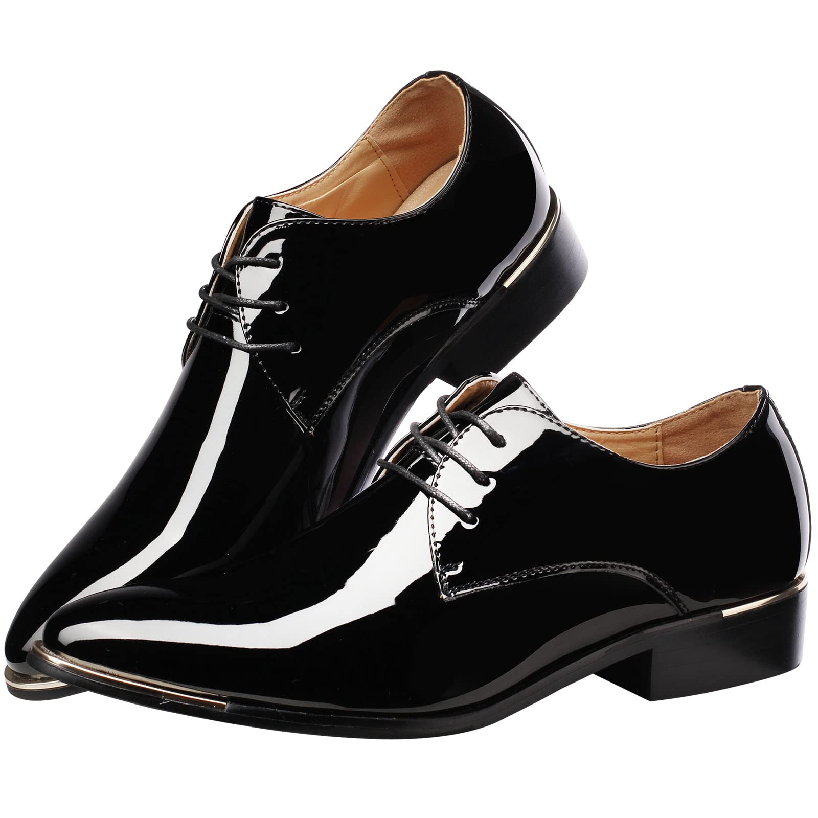 Derby Cuir Vernis Chaussure de Ville à Lacets Homme Bout Pointu Chaussure Affaire Bureau Costume Mariage Grande Taille 45 46 47 48