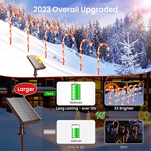 12 Pack Outdoor Christmas Decorations, Wdtpro Bright Solar Christmas Candy Cane Lights With Led Light Controls & Larger Solar Panel, Waterproof Christmas Decorations For Outdoor Yard Garden Decor #TOP1