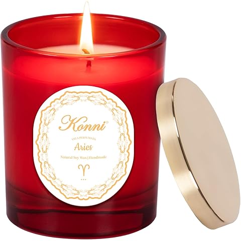KONNI Zodiac Aries Candle, March April Birthday Candle for Women, Lavender Scented Soy Candles, Aries Astrology Gifts for Christmas, Special Occasions, Gift Ready (7oz-35 Hour Burn)