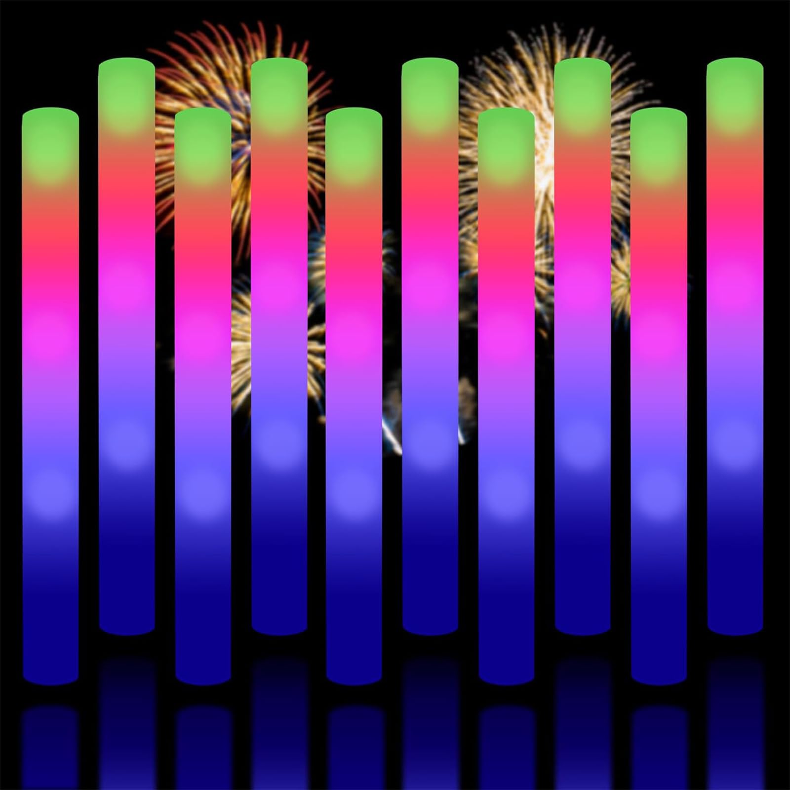 Taotuo 68PCS Foam Glow Stick Bulk,Light Sticks for Parties Bulk with 3 Modes Colorful Flashing,Glow in The Dark Party Supplies for Wedding Reception,