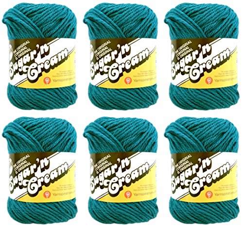 Bulk Buy: Lily Sugar'n Cream Yarn 100% Cotton Solids and Ombres (6-Pack) Medium #4 Worsted (Teal Solid)