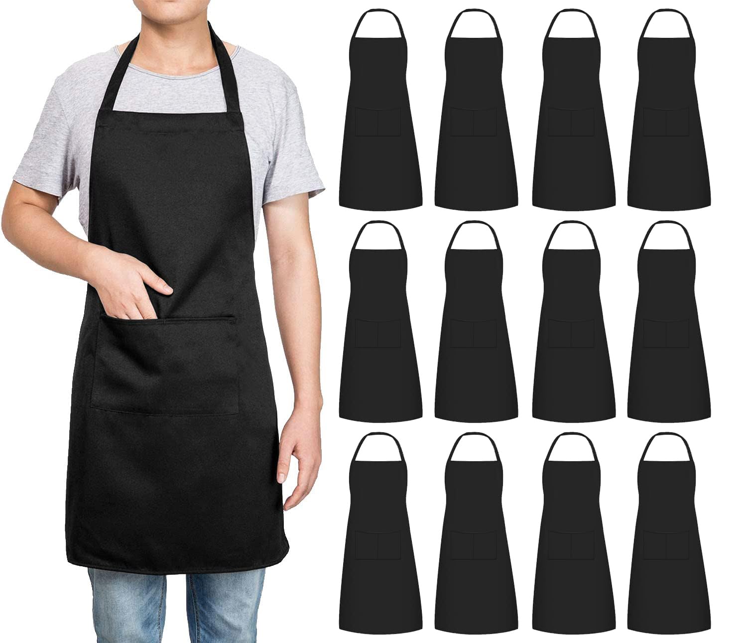 Avalon KitchenAprons Unisex Bib Aprons - 100% Polyester Chef Apron with Extra Long Ties – Cooking Apron for Men Women