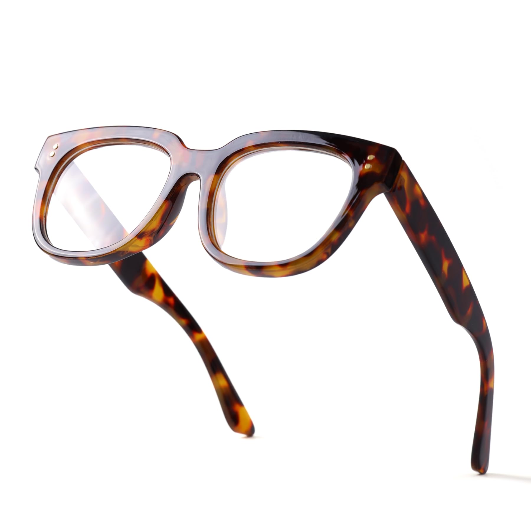 CLRAEGONK Women Blue Light Glasses Oversize Rectangular Cute Frames Anti Eyestrain UV Protection Computer Eyeglasses Eva